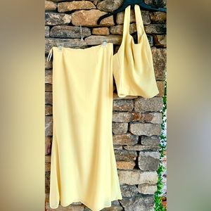 Yellow 2 piece formal dress Andie Anderson 12 Y2K Butter cream runs smaller